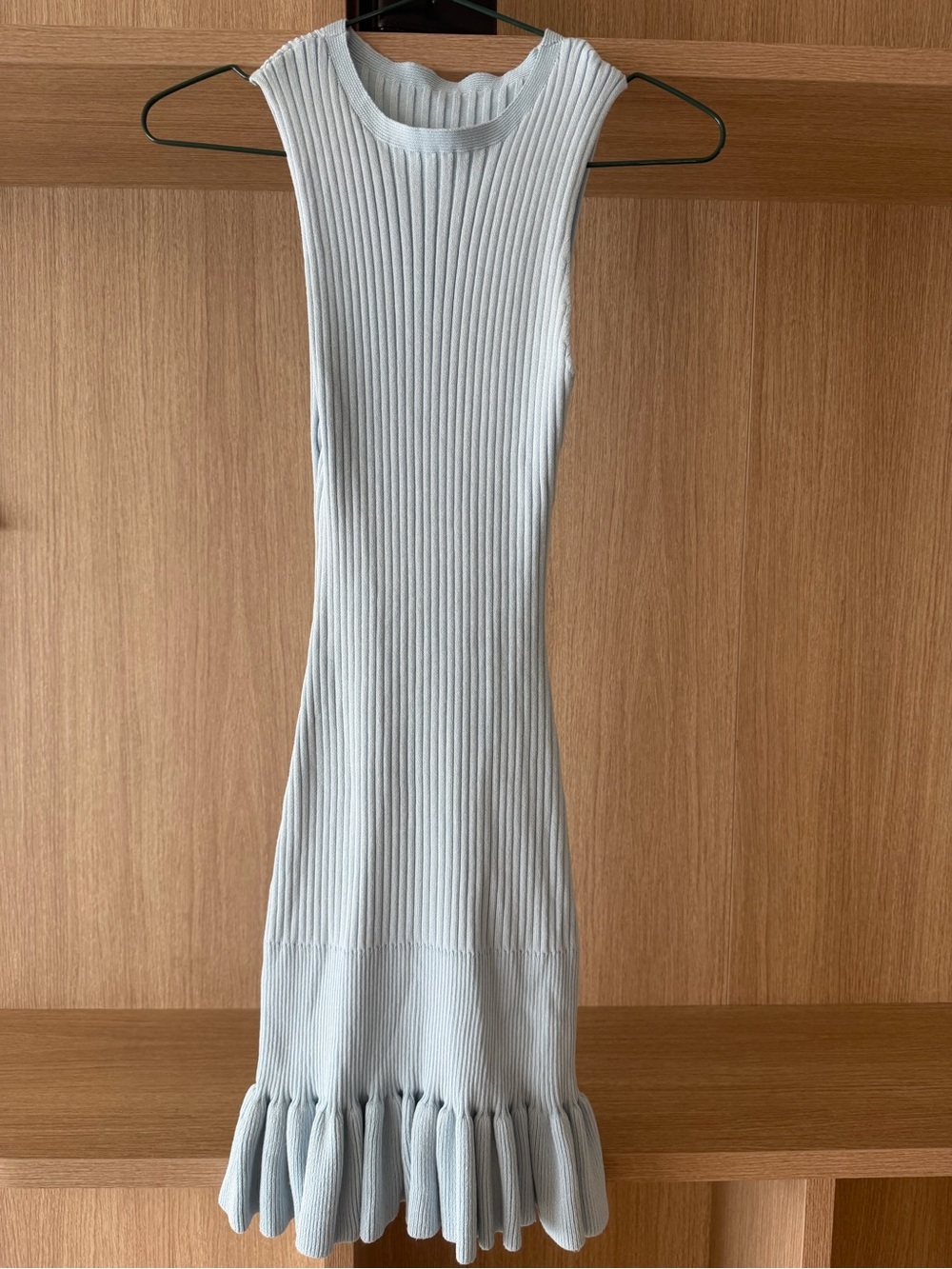 Sleeveless Ribbed Knit Dress in Light Blue